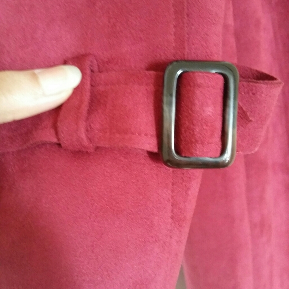 SOLD !! Faux Suede trench coat in size small - Picture 3 of 4